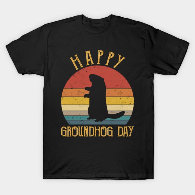 Funny Happy Groundhog Day T-Shirt by AnnetteNortonDesign